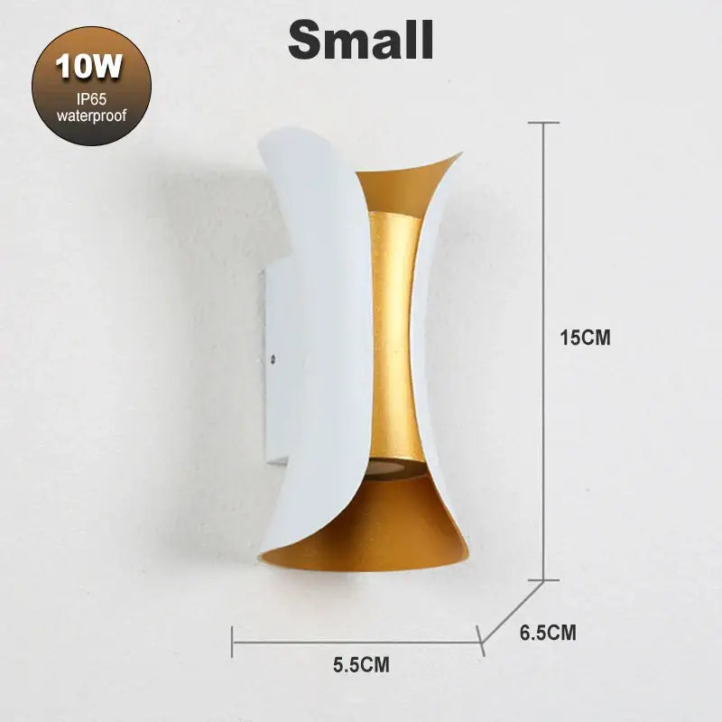 Modern black & gold led waterproof wall lamp living room