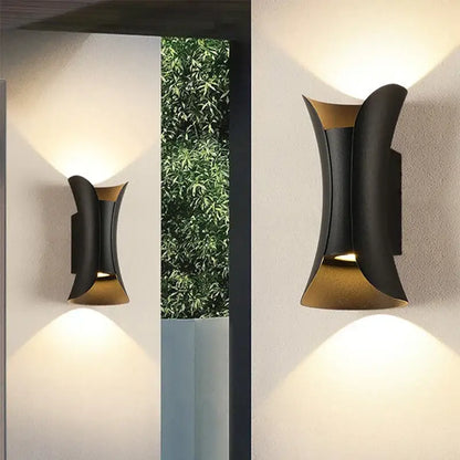 Modern black & gold led waterproof wall lamp living room