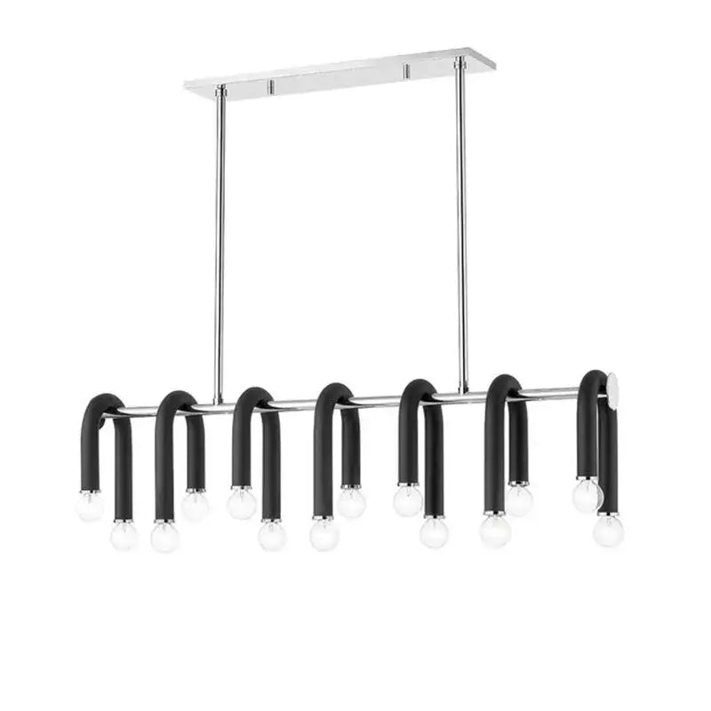 Modern black & gold dimmable led chandelier living room tube light