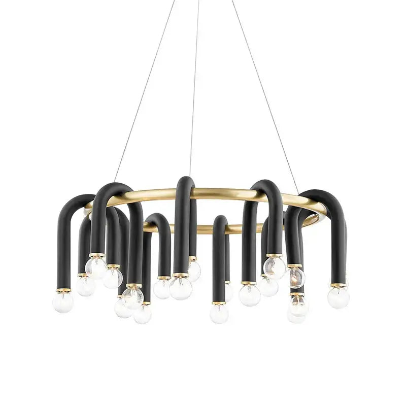 Modern black & gold dimmable led chandelier living room tube light