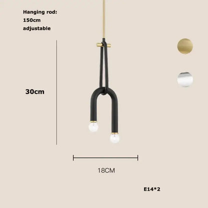 Modern black & gold dimmable led chandelier living room tube light