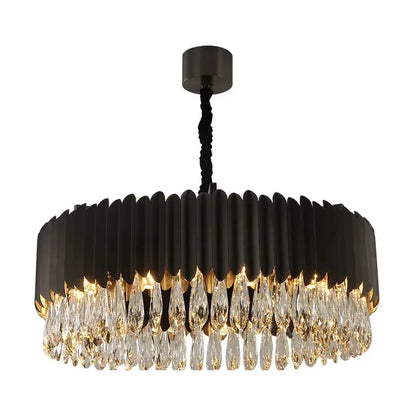 Modern black & gold dimmable led round ceiling chandeliers dining room