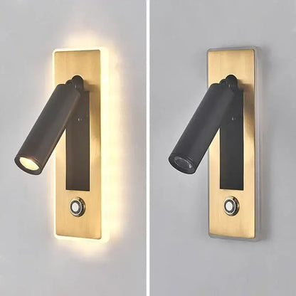 Modern black & gold dimmable led wall sconce bedroom reading light