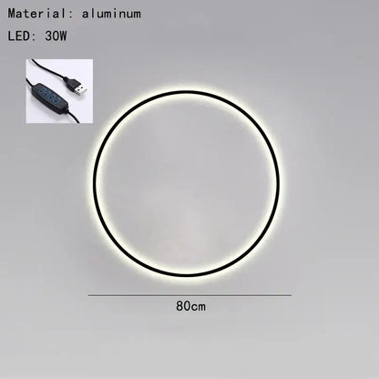 Modern black & gold dimmable ring wall lamp for living room led lighting