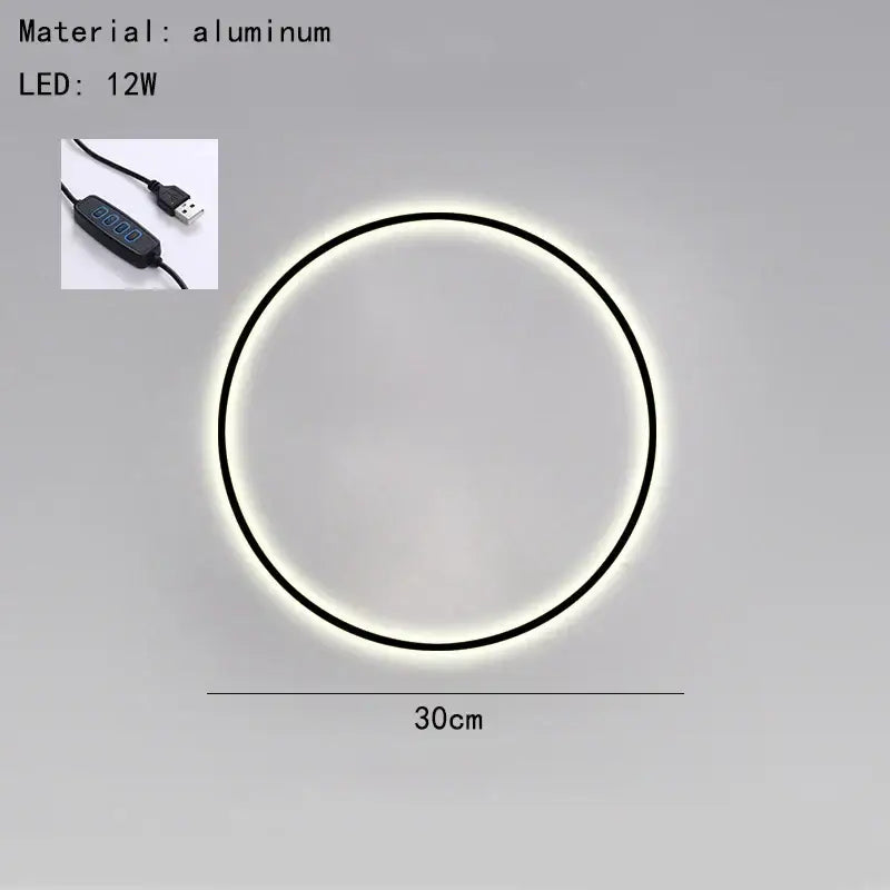 Modern black & gold dimmable ring wall lamp for living room led lighting
