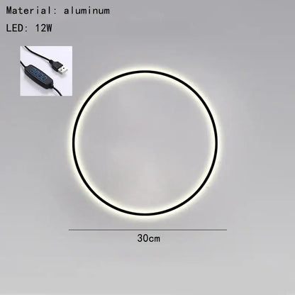 Modern black & gold dimmable ring wall lamp for living room led lighting
