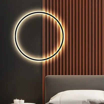 Modern black & gold dimmable ring wall lamp for living room led lighting