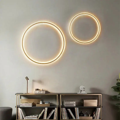 Modern black & gold dimmable ring wall lamp for living room led lighting
