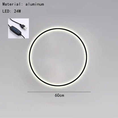 Modern black & gold dimmable ring wall lamp for living room led lighting