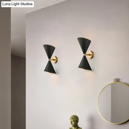 Modern black & gold double cone-shaped wall lamp hallway sconce