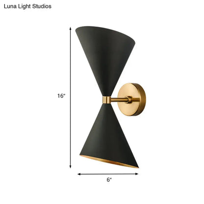 Modern black & gold double cone-shaped wall lamp hallway sconce