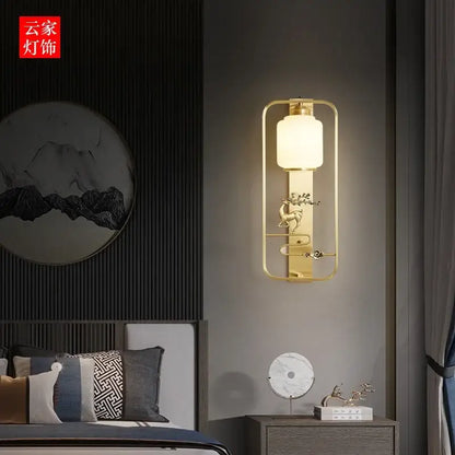 Modern black & gold elk decor wall lights living room rectangular sconce