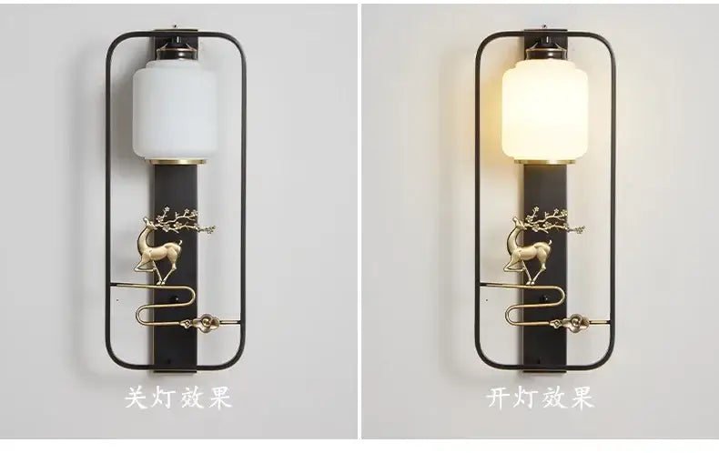 Modern black & gold elk decor wall lights living room rectangular sconce