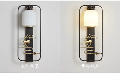 Modern black & gold elk decor wall lights living room rectangular sconce
