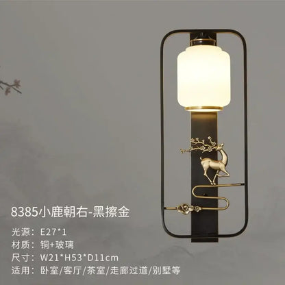 Modern black & gold elk decor wall lights living room rectangular sconce