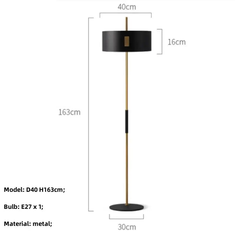 Modern black & gold floor lamp living room metal e27 light