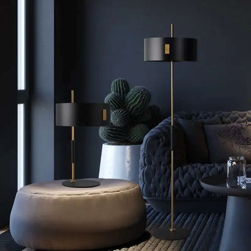 Modern black & gold floor lamp living room metal e27 light