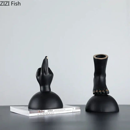 Modern black & gold foot statue artwork living room decor
