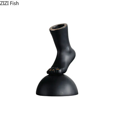 Modern black & gold foot statue artwork living room decor