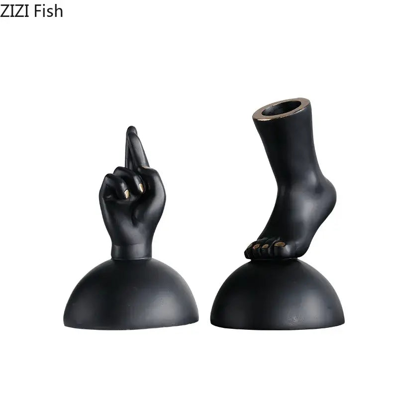 Modern black & gold foot statue artwork living room decor
