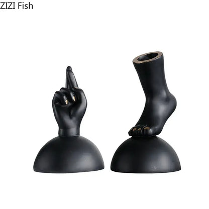 Modern black & gold foot statue artwork living room decor