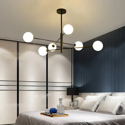Modern black & gold g9 led chandelier six globe living room light
