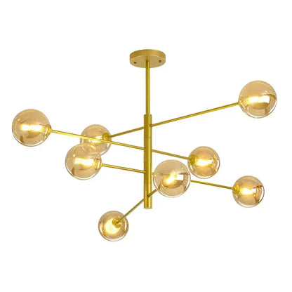 Modern black & gold g9 led chandelier six globe living room light