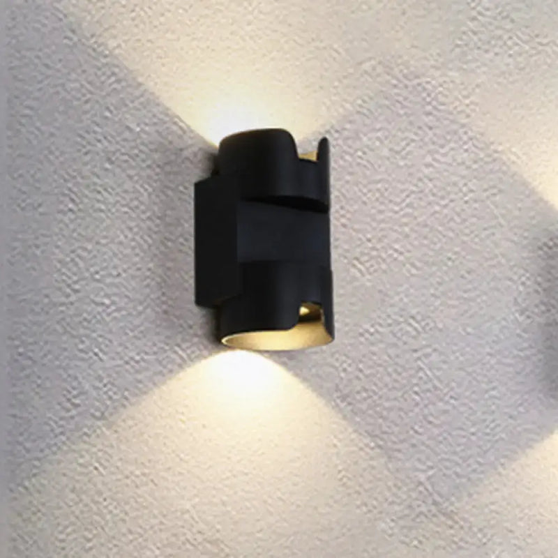 Modern black & gold geometric led flush mount wall light patio