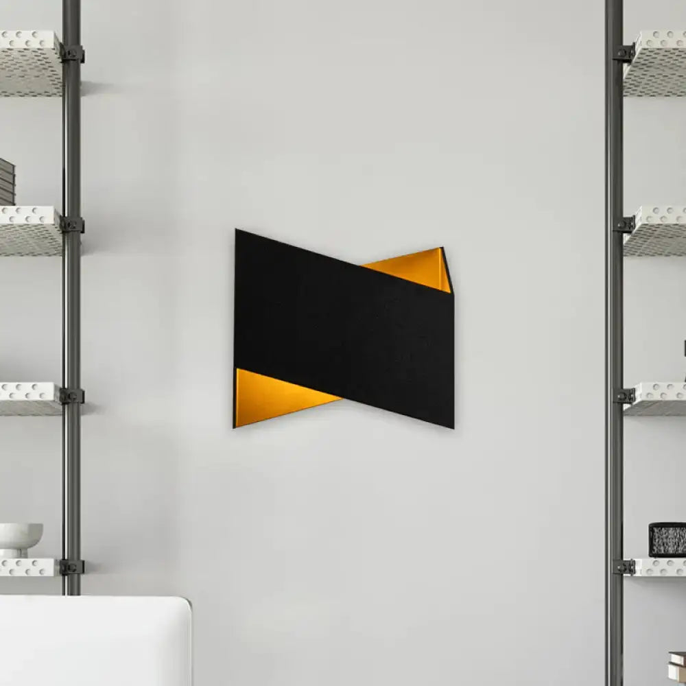 Modern black & gold geometric metal body wall lamp stairway light