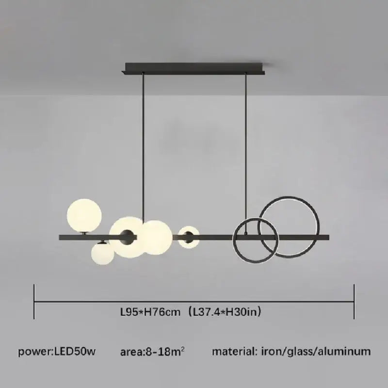 Modern black & gold glass ball led chandelier for dining room