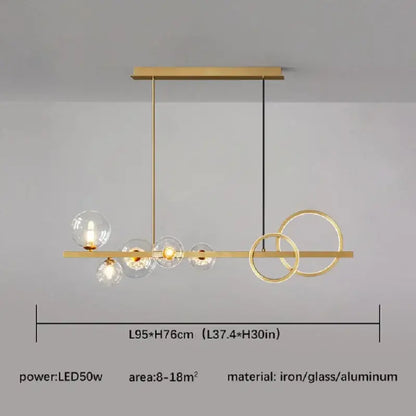 Modern black & gold glass ball led chandelier for dining room