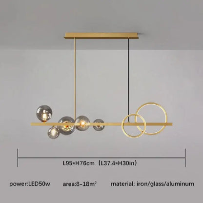 Modern black & gold glass ball led chandelier for dining room