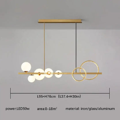 Modern black & gold glass ball led chandelier for dining room