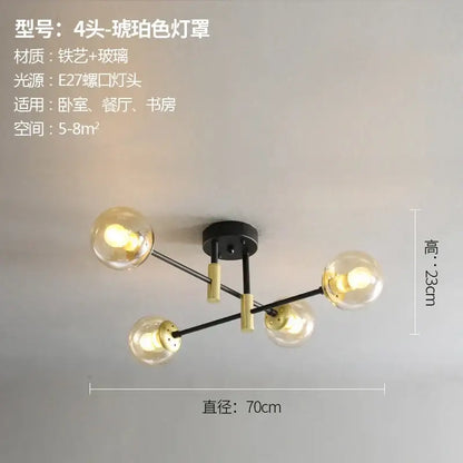 Modern black & gold glass ball led chandelier for living room