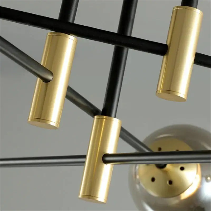 Modern black & gold glass ball led chandelier living room light