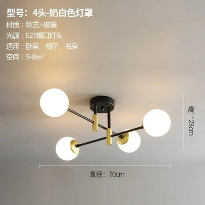 Modern black & gold glass ball led chandelier living room light