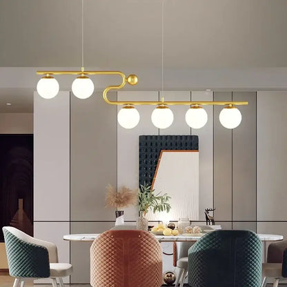 Modern black & gold glass ball led chandelier pendant dining room