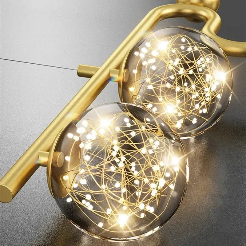 Modern black & gold glass ball led chandelier pendant dining room