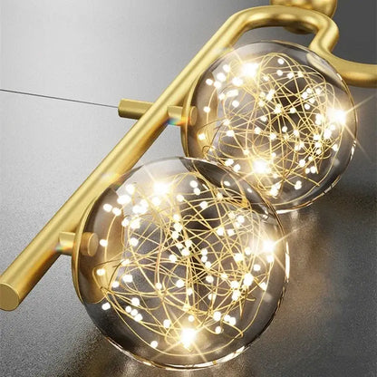 Modern black & gold glass ball led chandelier pendant dining room