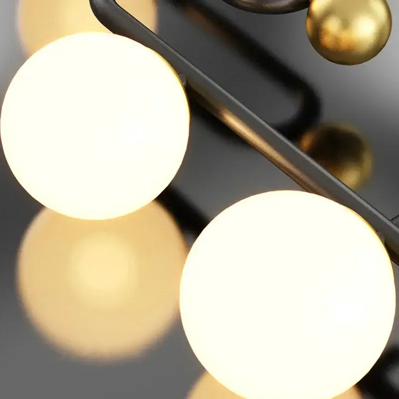 Modern black & gold glass ball led chandelier pendant dining room