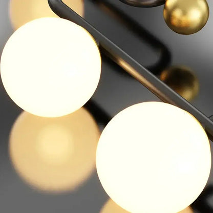 Modern black & gold glass ball led chandelier pendant dining room