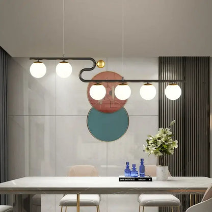 Modern black & gold glass ball led chandelier pendant dining room