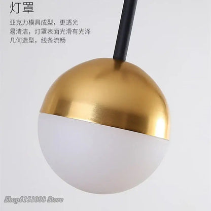 Modern black & gold glass ball pendant lamp dining room fixture