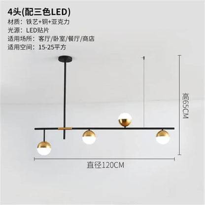 Modern black & gold glass ball pendant lamp dining room fixture