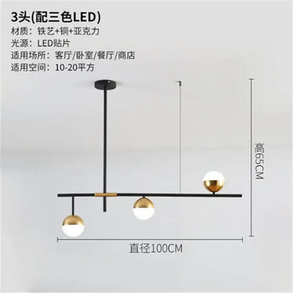Modern black & gold glass ball pendant lamp dining room fixture