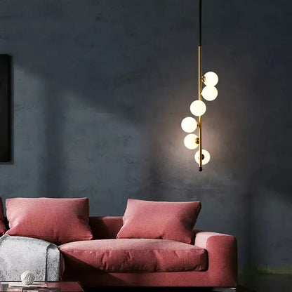 Modern black & gold glass ball pendant lights dining room 5 bulb