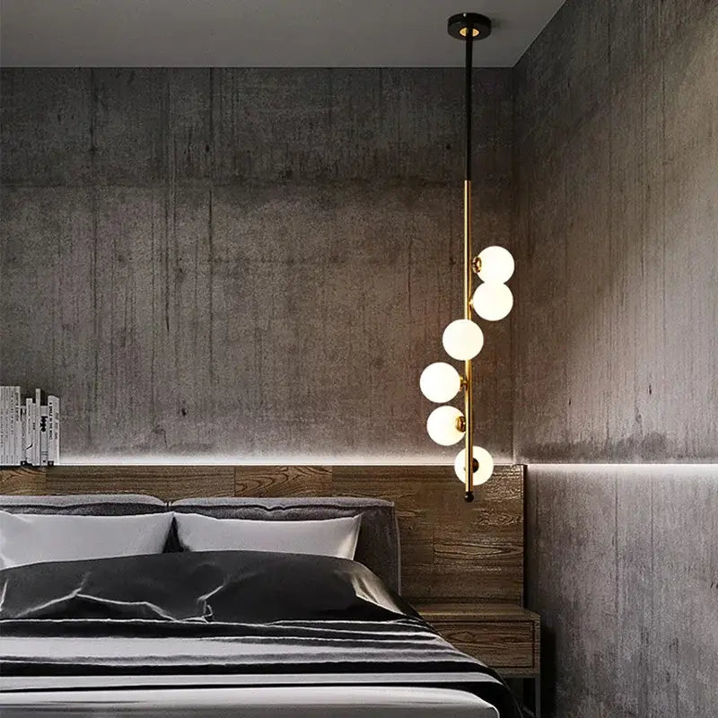 Modern black & gold glass ball pendant lights dining room 5 bulb