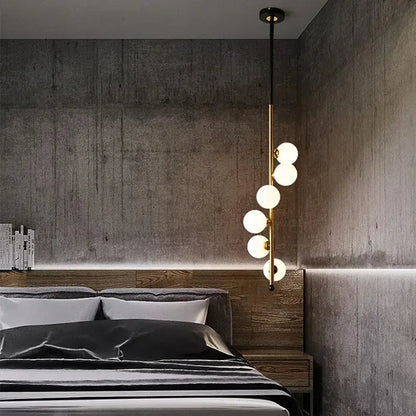 Modern black & gold glass ball pendant lights dining room 5 bulb
