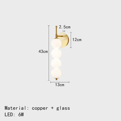 Modern black & gold glass bedside led wall lamp bedroom sconce