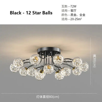 Modern black & gold glass bubble ball ceiling light living room